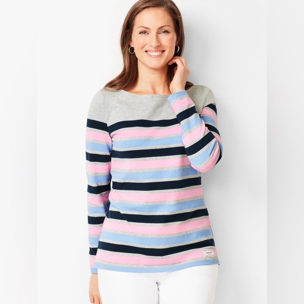 TALBOTS Preppy Cotton Striped Lightweight Casual Sweater Size S